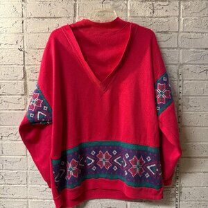 Lauren Brooke Vintage Pink Fair Isle Sweatshirt Size 42/22